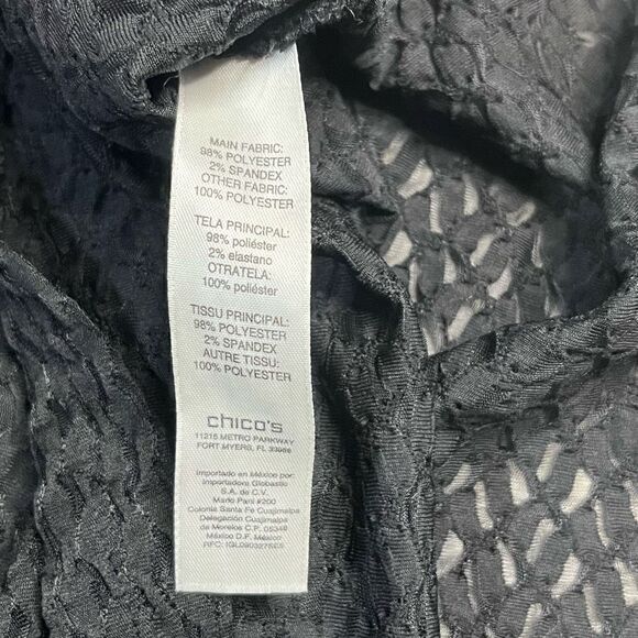 Chico's Women Top Quarter Sleeve Black Small V Neckline Open Knit Black XL Chico - Picture 11 of 11
